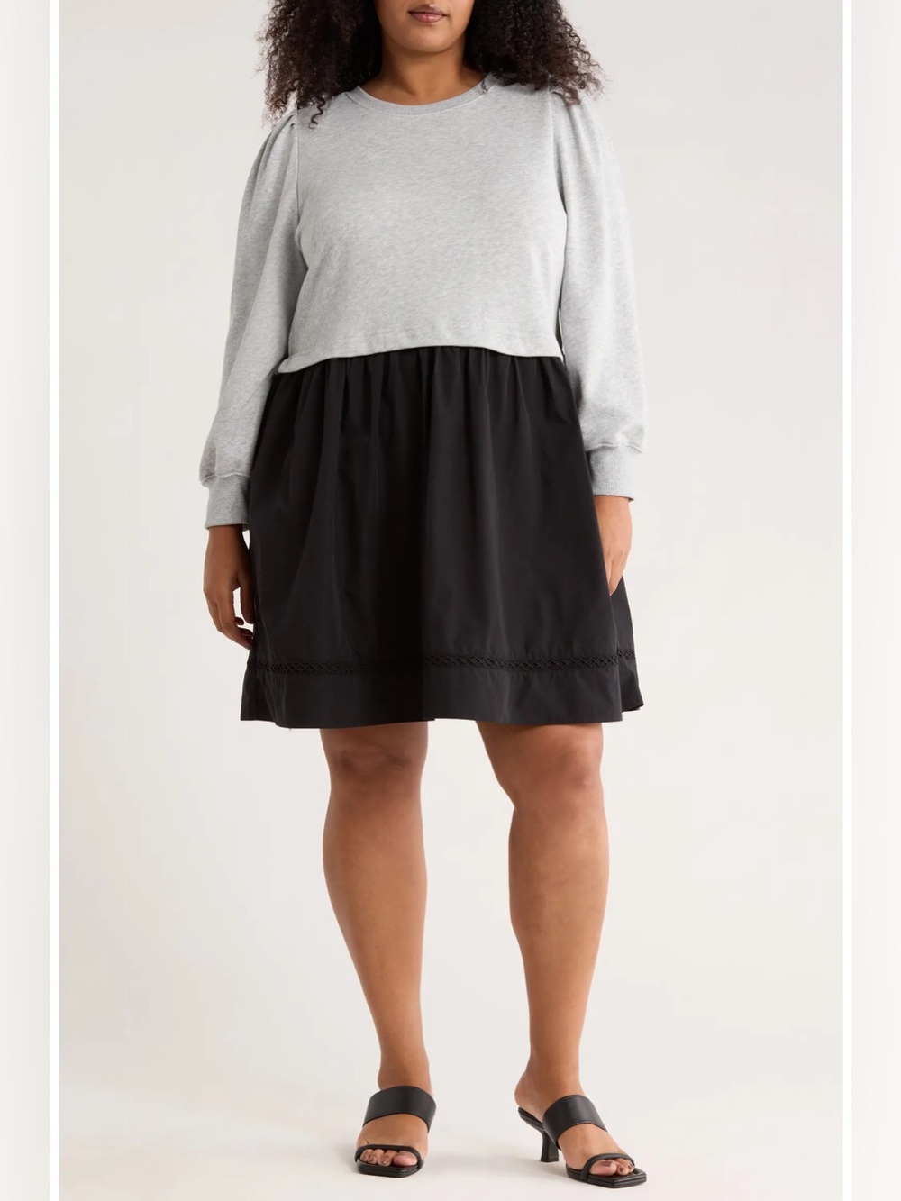 Melrose and Market Long Sleeve Mixed Media Dress, Size 1X - NWT